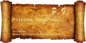 Politzer Ibrány névjegykártya